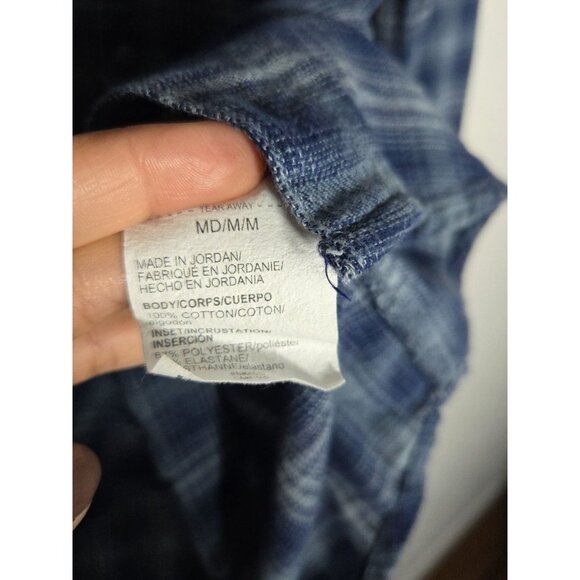 Under Armour Mens Size Medium Fitted Flannel Collared Button Shirt Blue Plaid - Picture 6 of 9